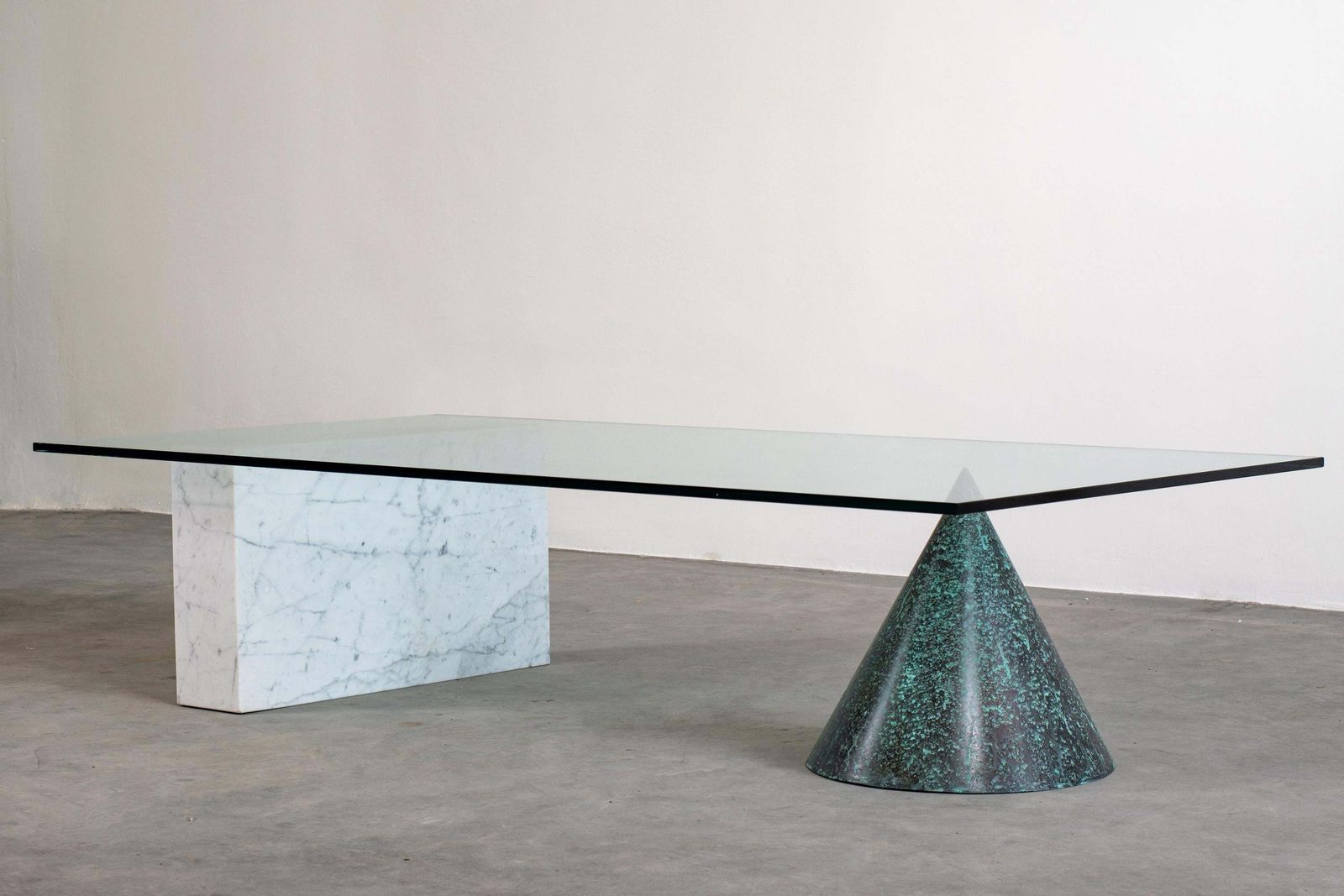 Massimo Vignelli Kono Table In Carrara Marble And Copper Casigliani, 1979 photo furniture