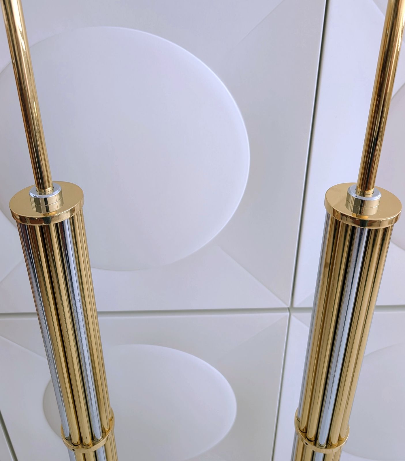 Gorgeous Vintage Gold & Chrome Floor Lamps, By Baulmann, Germany 1980s. Pair Available photo 775.0