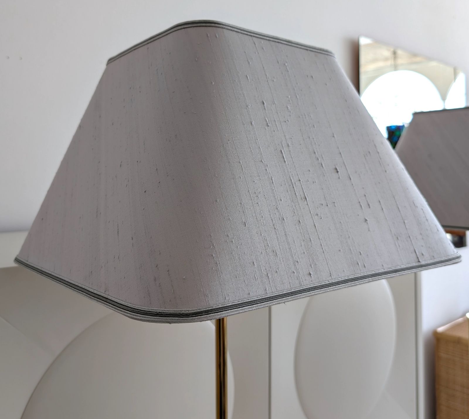 photo furniture Gorgeous Vintage Gold & Chrome Floor Lamps, By Baulmann, Germany 1980s. Pair Available