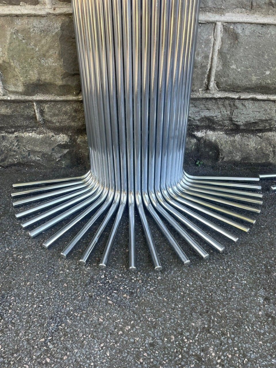Vintage Mid Century Pair Tubular Chrome Tables photo buy