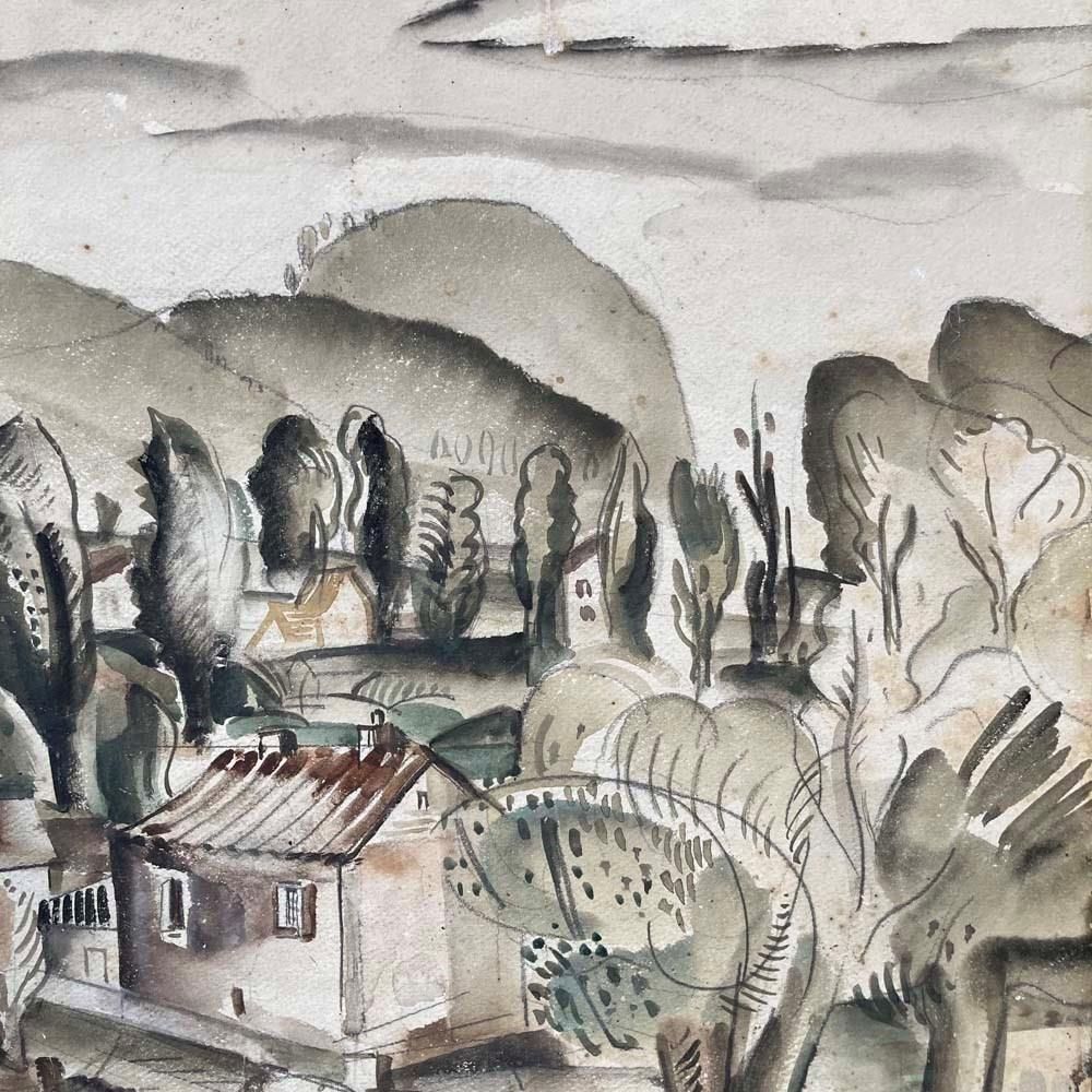 Mid Century Watercolour Painting   Rural Landscape photo Art