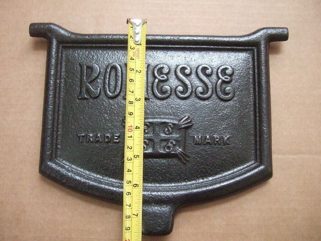 Vintage Romesse Cast Iron Pot Belly Stove Top Lid / Name Plate Damper photo vinterior