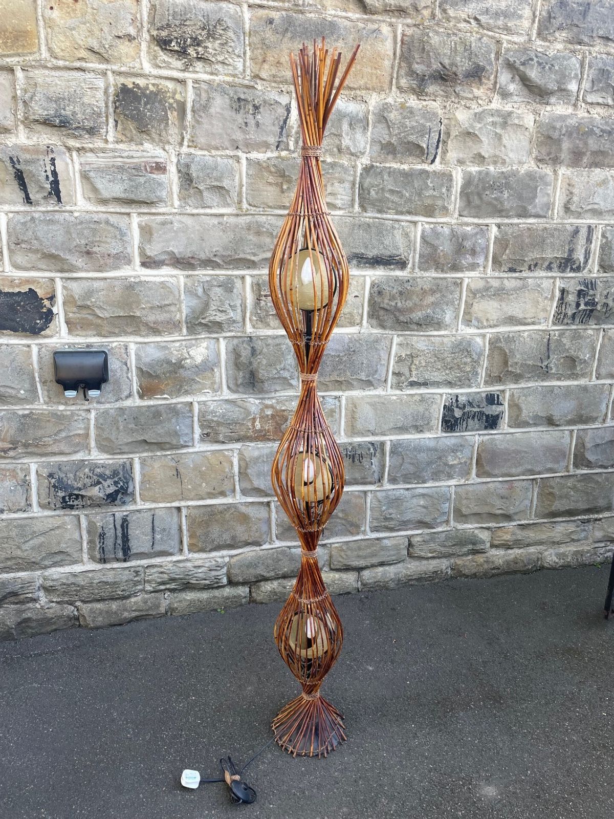 Unusual Mid Century Bamboo Floor Lamp