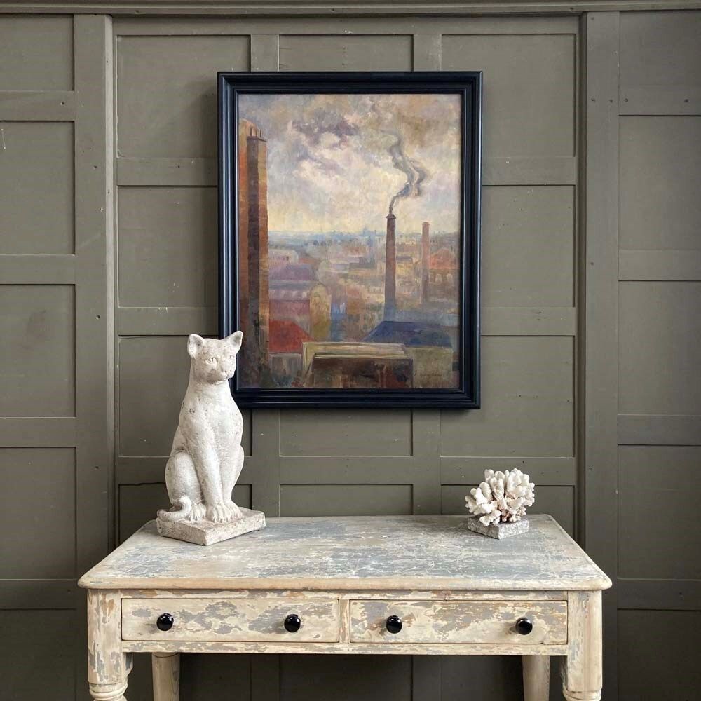 Art Brita Von Sydow Södöö (1884–1959) Oil Painting   'Industrial Landscape' photo
