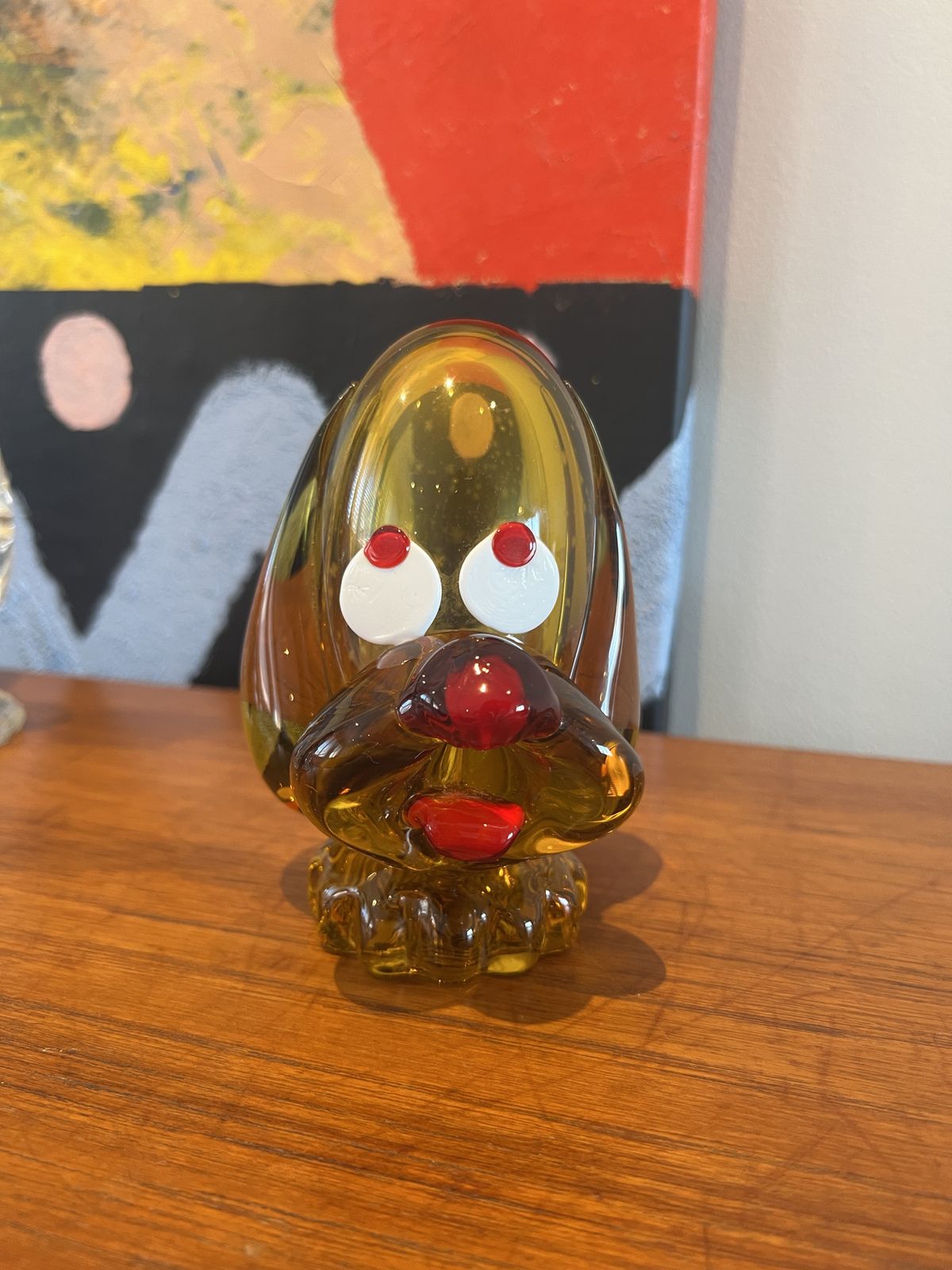 Mid Century Murano Amber Glass Dog Head Figurine photo Art