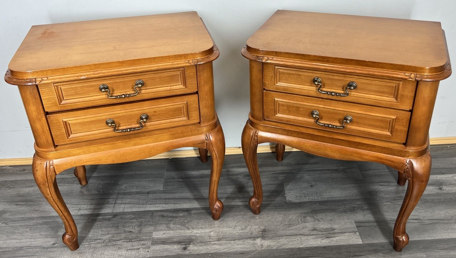 Pair Of Bedside Tables Vintage French Louis XVI Nightstands Cabinets Lot 4248