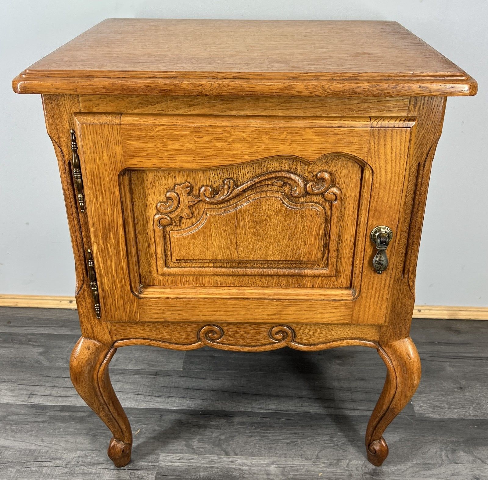 Pair Of  Bedside Tables Vintage French Louis Oak Nightstands Cabinets Lot 4245 photo for sale