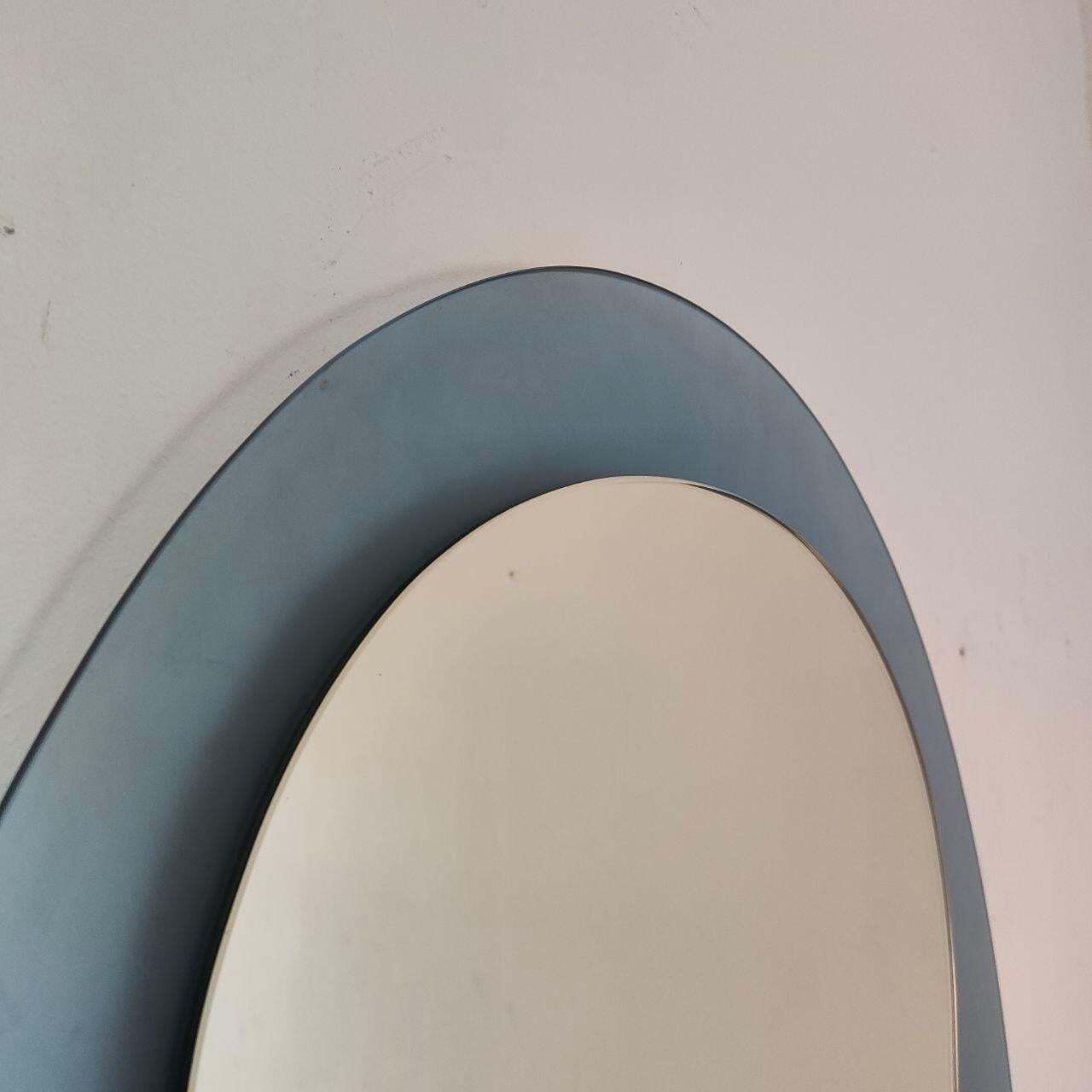 Italian Oval Blue Glass Mirror In The Style Of Veca, 1970s photo buy