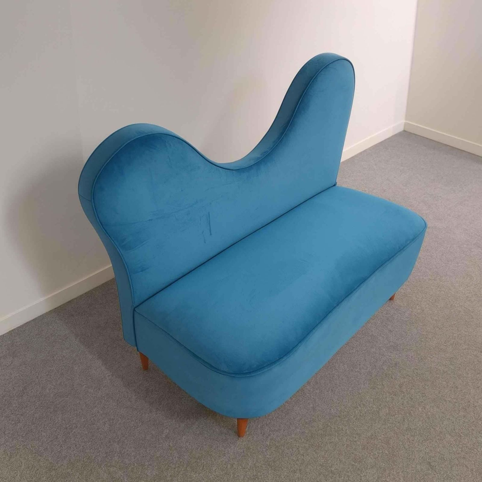 Italian Turquoise Velvet Sofa By Cesare Lacca, 1950s photo 3379.0