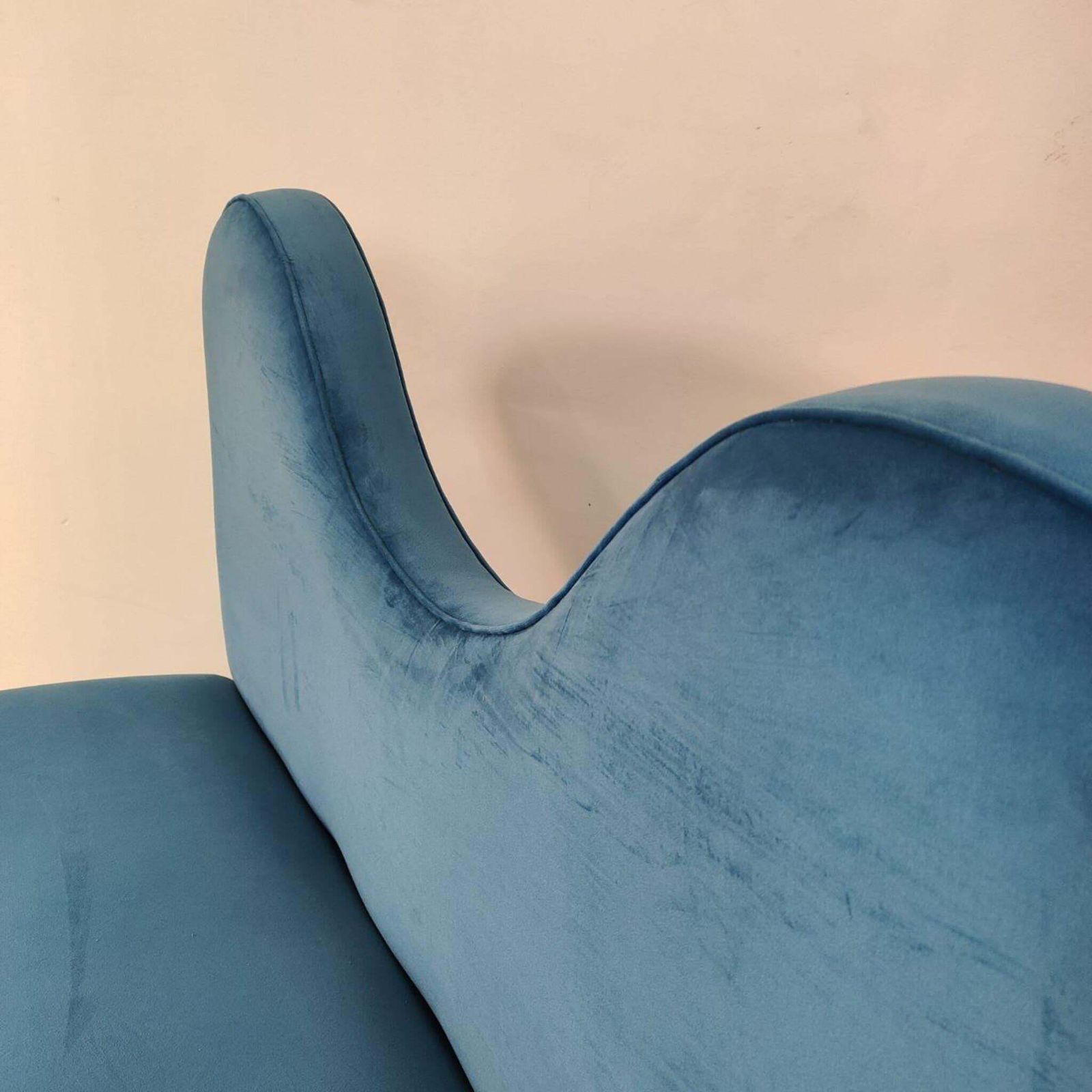 Italian Turquoise Velvet Sofa By Cesare Lacca, 1950s photo vinterior