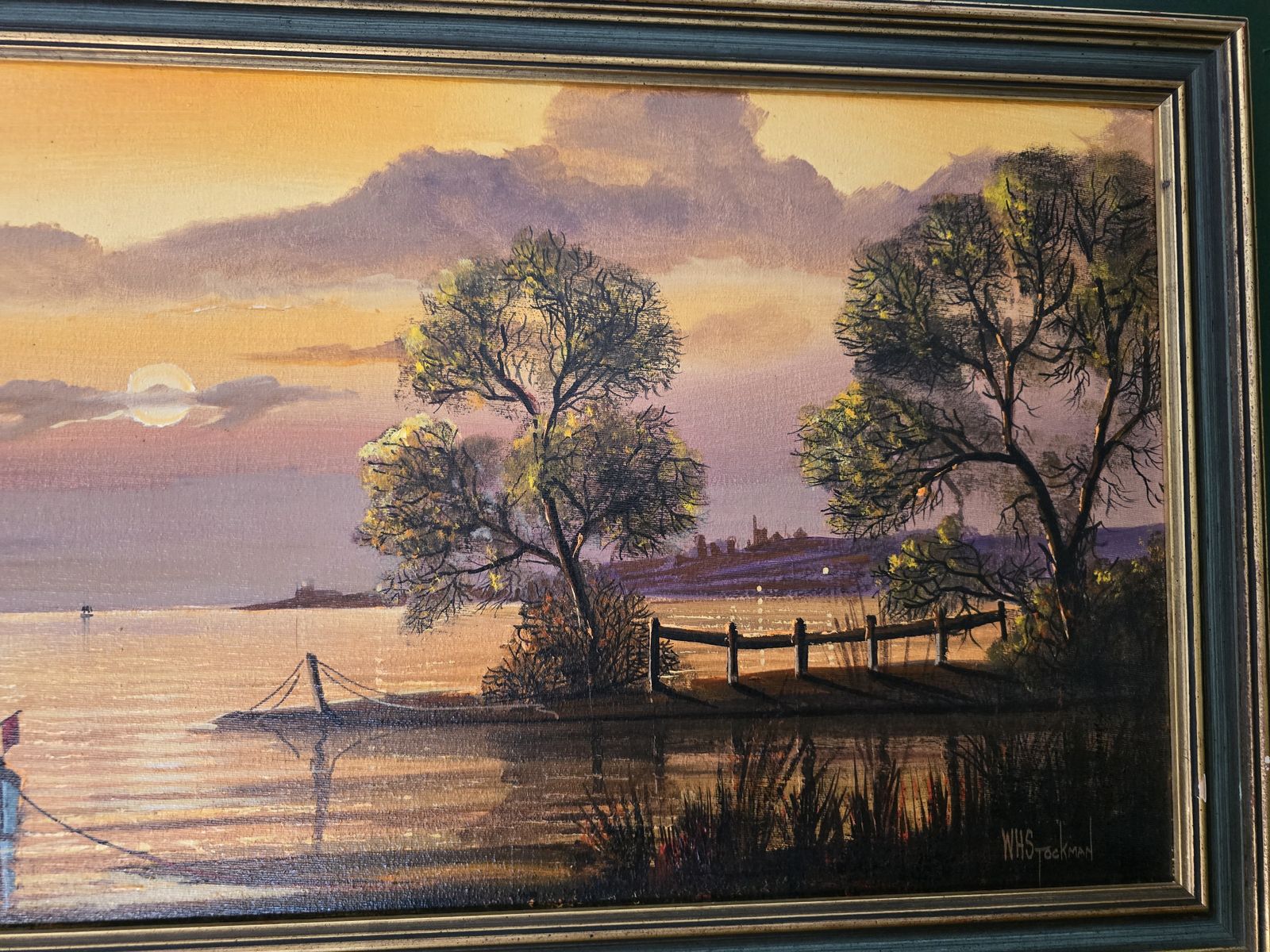 W.H.Stockman Seascape Original Oil Painting – Tall Ship At Sunset photo 400.0