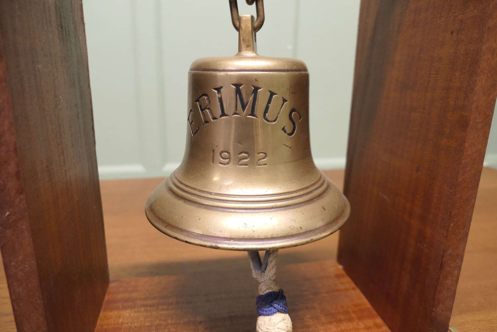 Mounted Bronze Ships Bell From Mv Erimus 1922, Thornaby On Tees photo 1740.0