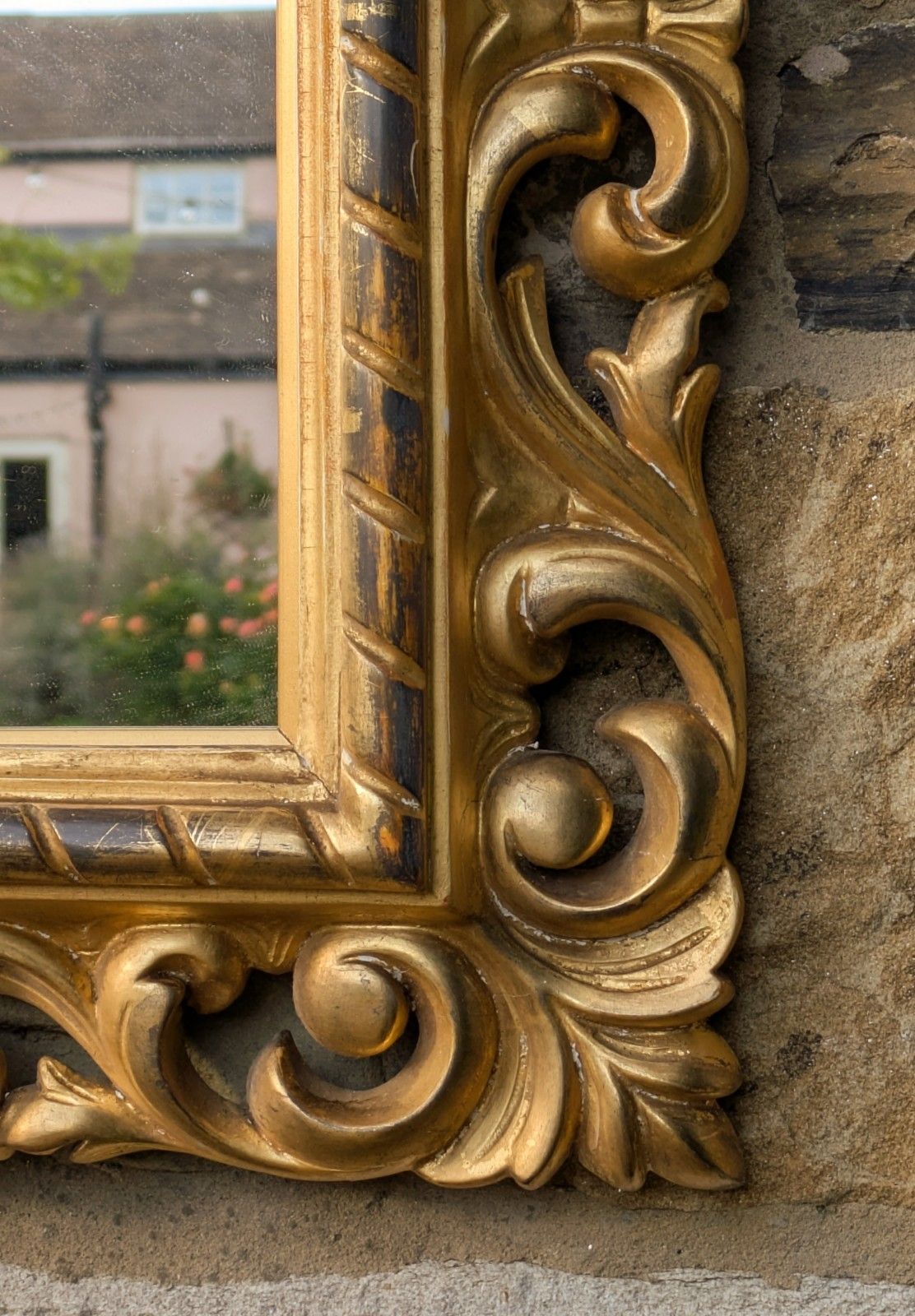 Antique Hand Carved Venetian Gilt Wood Mirror photo vinterior