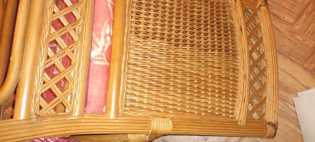 Set 4 Heavy Dining Conservatory Chairs Vintage Bamboo Cane Firm Padded Seats photo 125.0