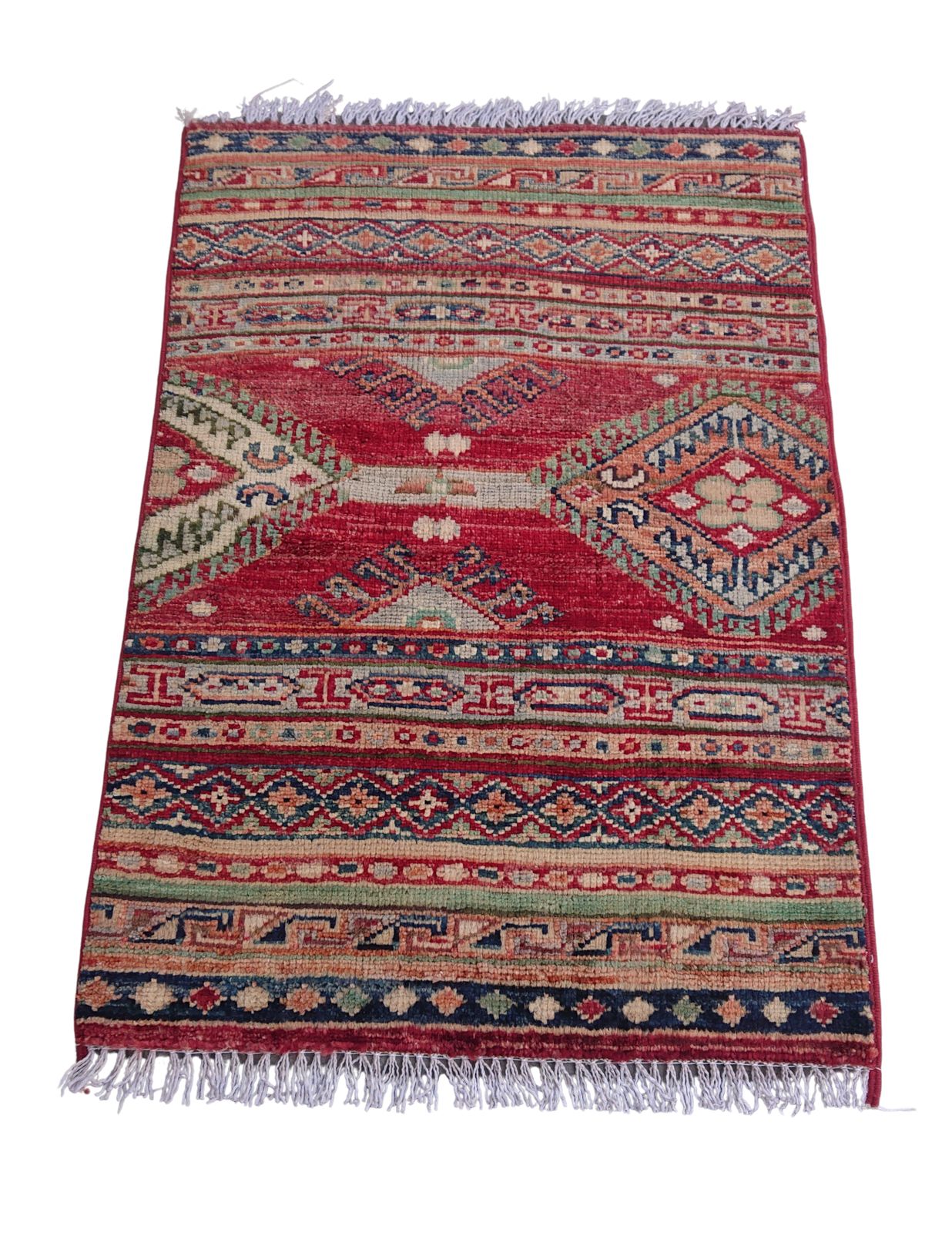 2x3 Colorful Khorjin Afghan Tribal Hand Knotted Rug