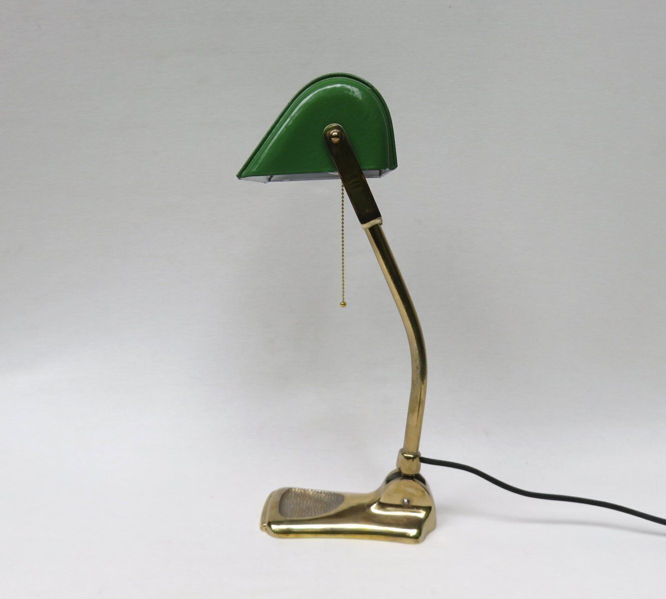 Art Nouveau Brass Plated And Enamel Banker's Lamp, Austria, 1890s photo for sale