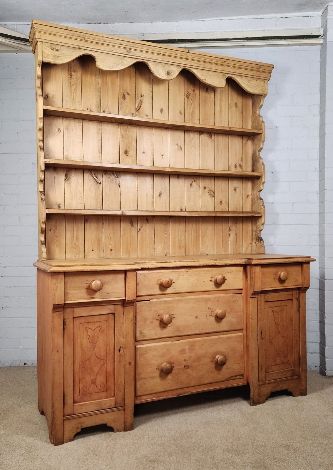 Antique Pine Kitchen Dresser   Mid Victorian Circa 1860 photo for sale