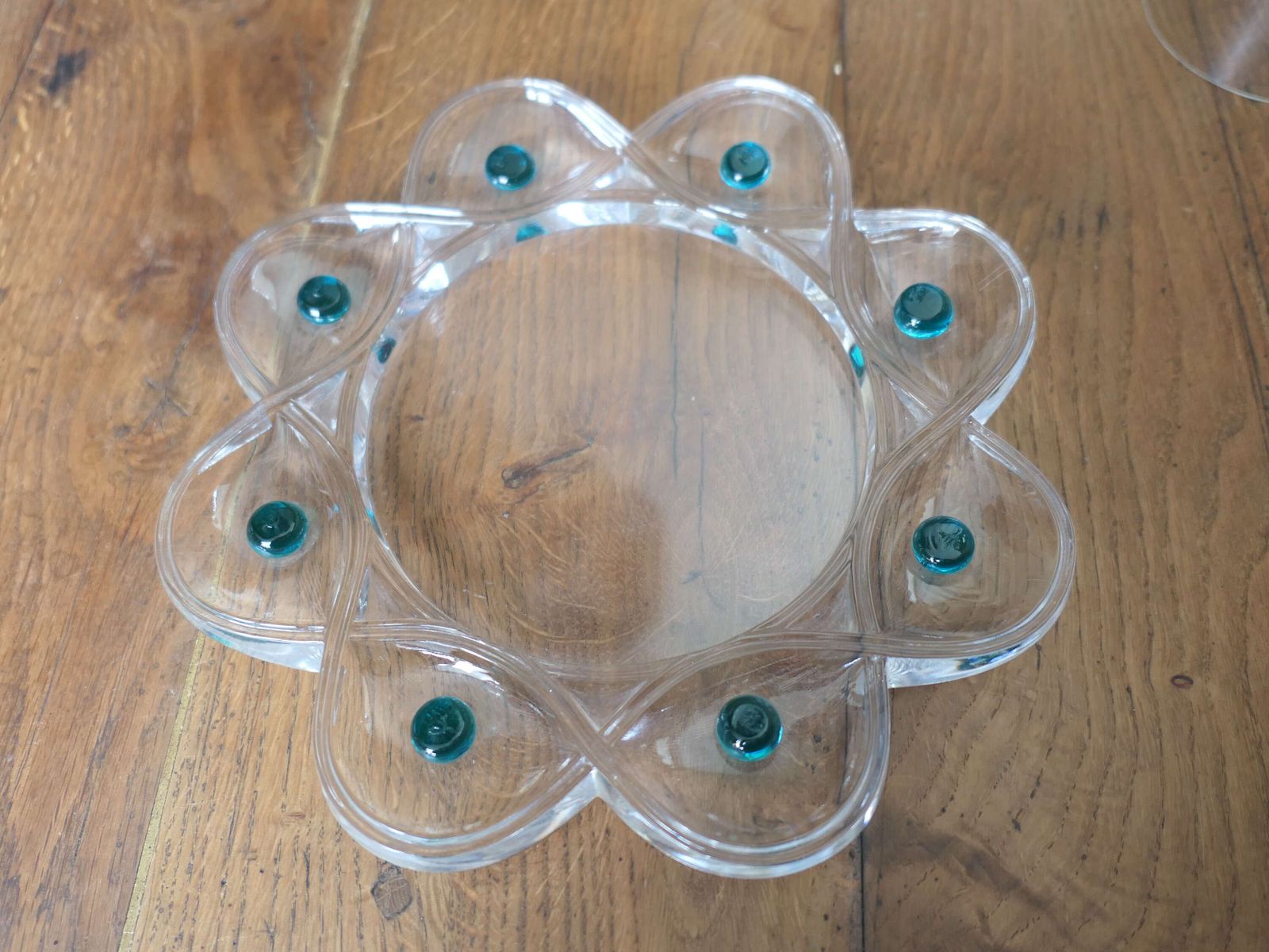 Lalique Floride Turquoise Crystal Set Of 6 Whiskey Tumblers And Assiette photo vinterior