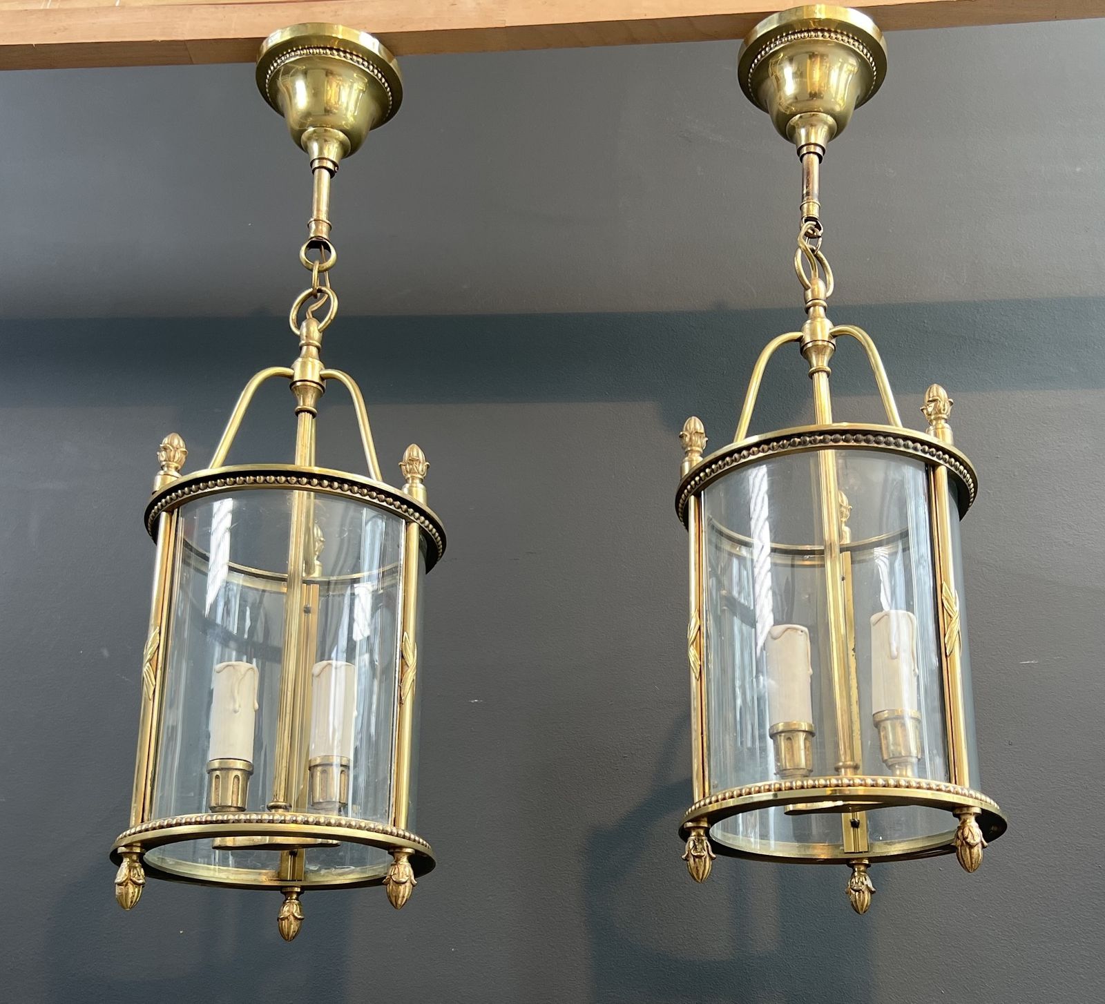 Rare Set Of 4 Round Bronze Lanterns In Neoclassical Style Attributed To Maison Jansen photo buy
