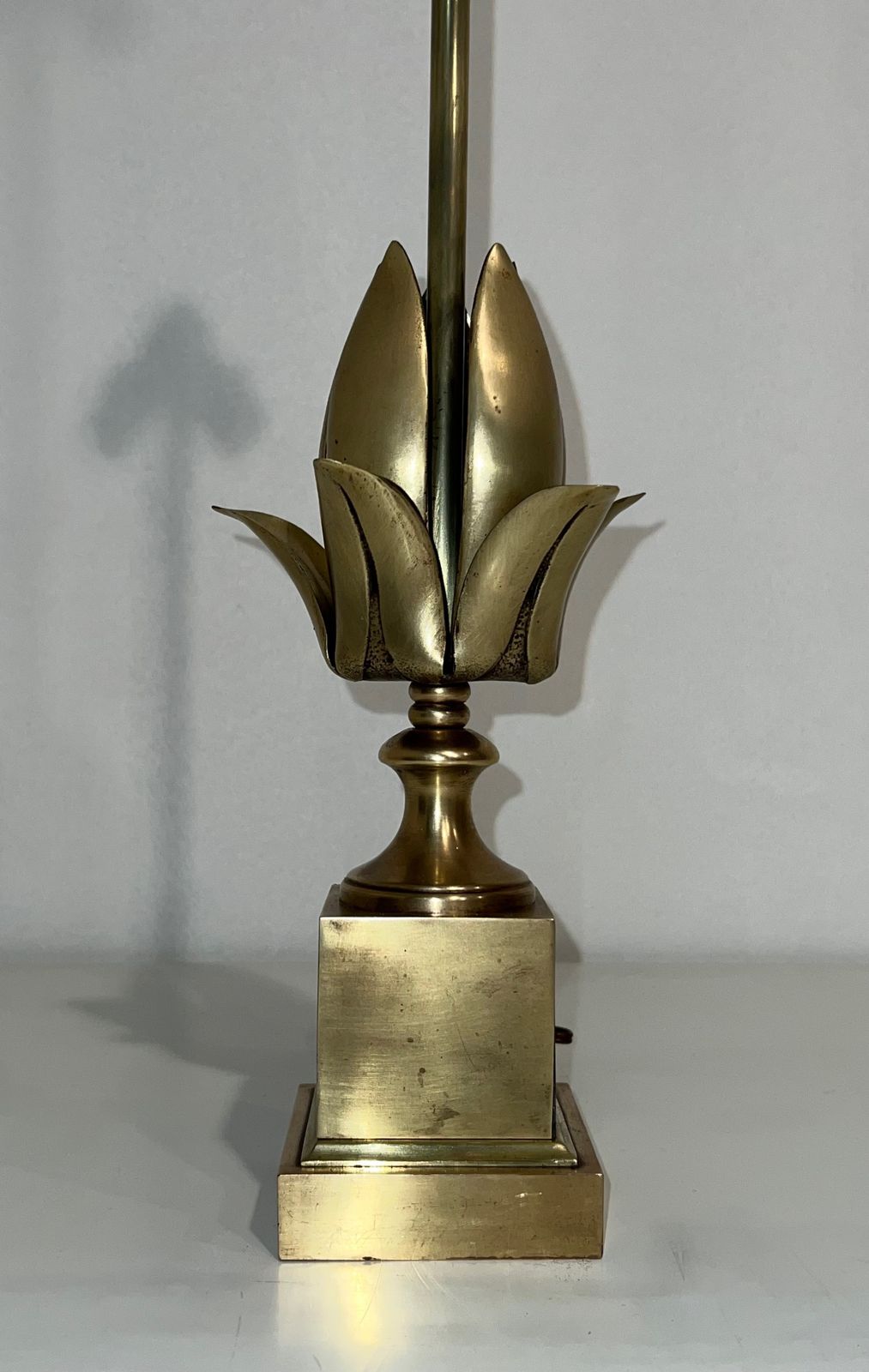 Brass Flower Lamp In The Style Of Maison Charles. Circa 1970 photo Lighting