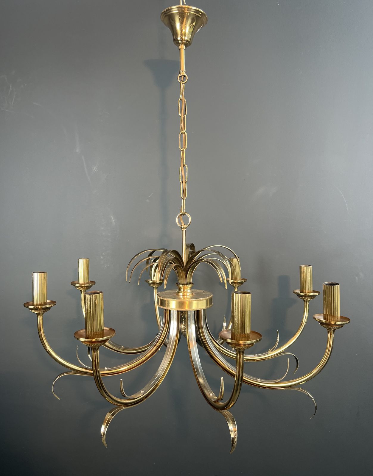 Lighting Pineapple Chandelier In Brushed Metal And Gold Metal In The Style Of Maison Charles photo