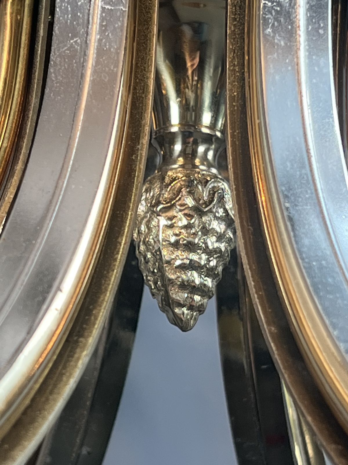 photo vintage Pineapple Chandelier In Brushed Metal And Gold Metal In The Style Of Maison Charles