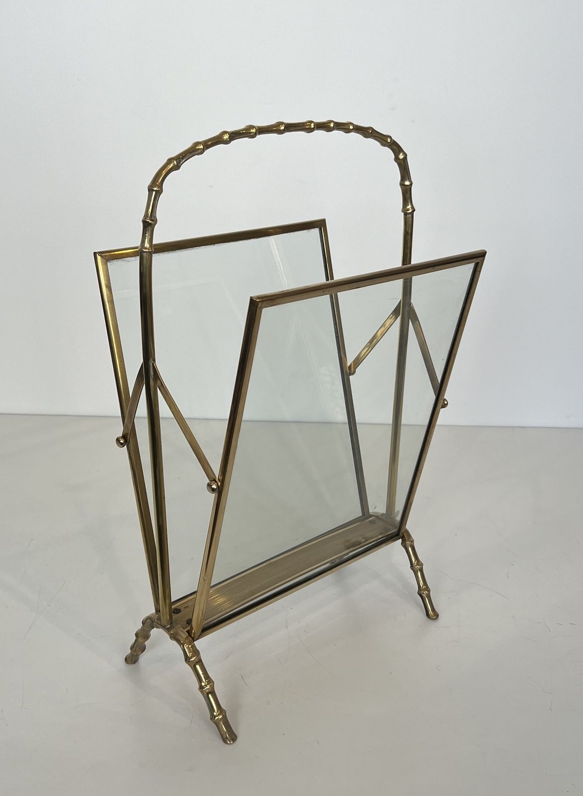 1200.0 Faux Bamboo Magazine Rack In Bronze And Brass From Maison Baguès photo