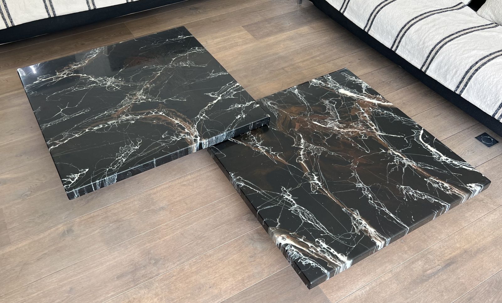 12000.0 Coffee Table Composed Of Two Designer Faux Marble Tables Resting On Chrome Legs By Willy Rizzo photo