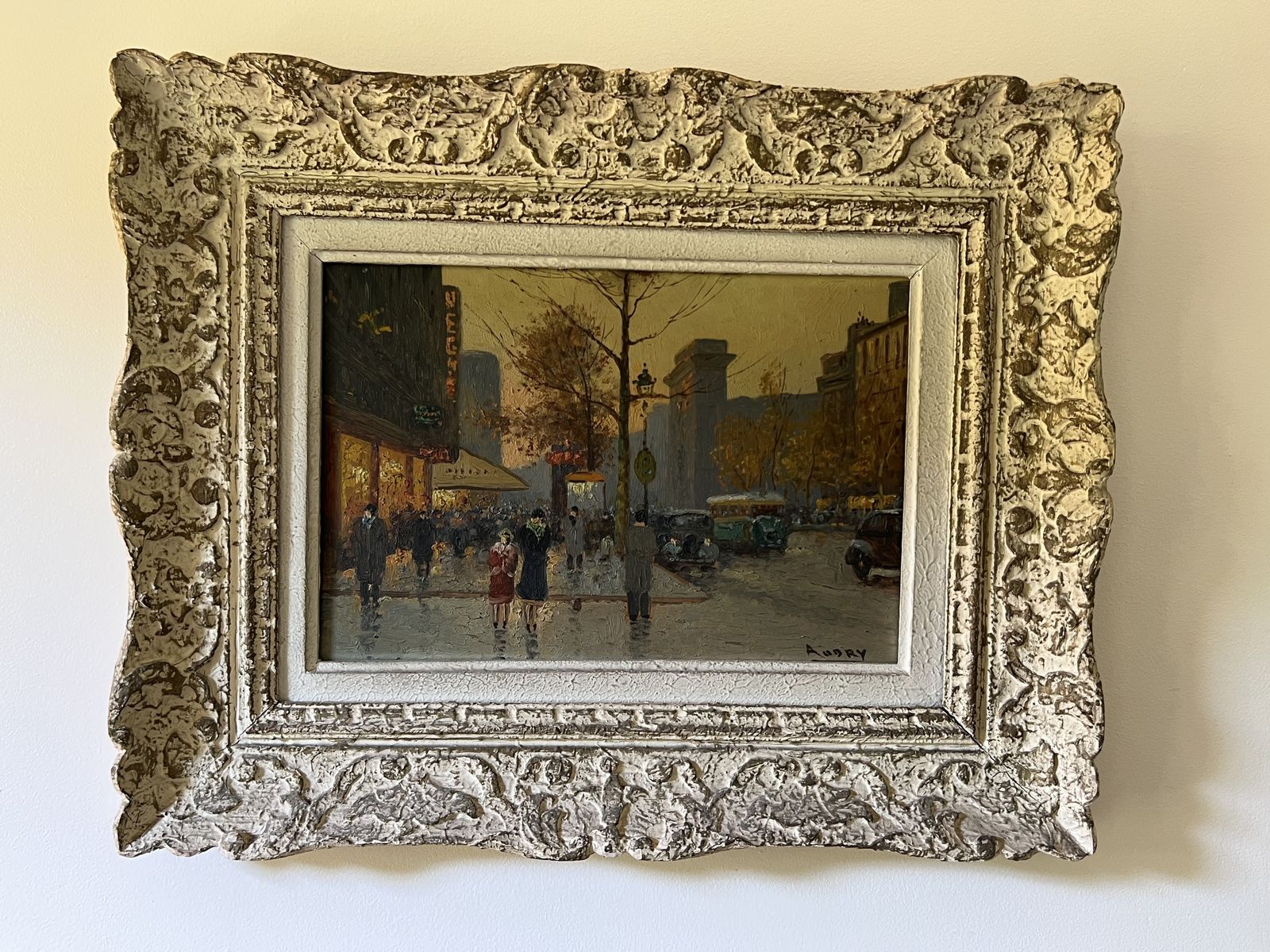 Oil On Canvas Painting Depicting A View Of Paris In A Montparnasse Frame. French Work Signed Audry. Circa 1930 photo vintage