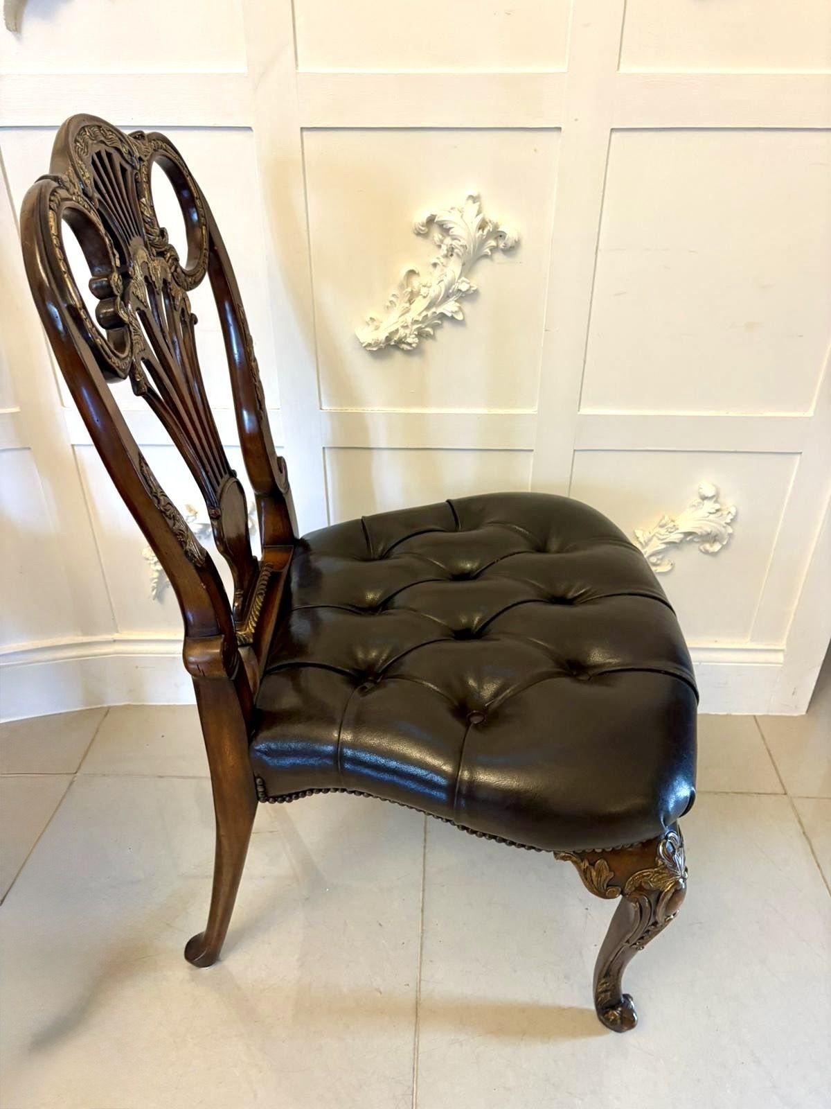 photo furniture Outstanding Quality Set Of 8 Antique Early 20th Century Carved Walnut And Gilded Dining Chairs