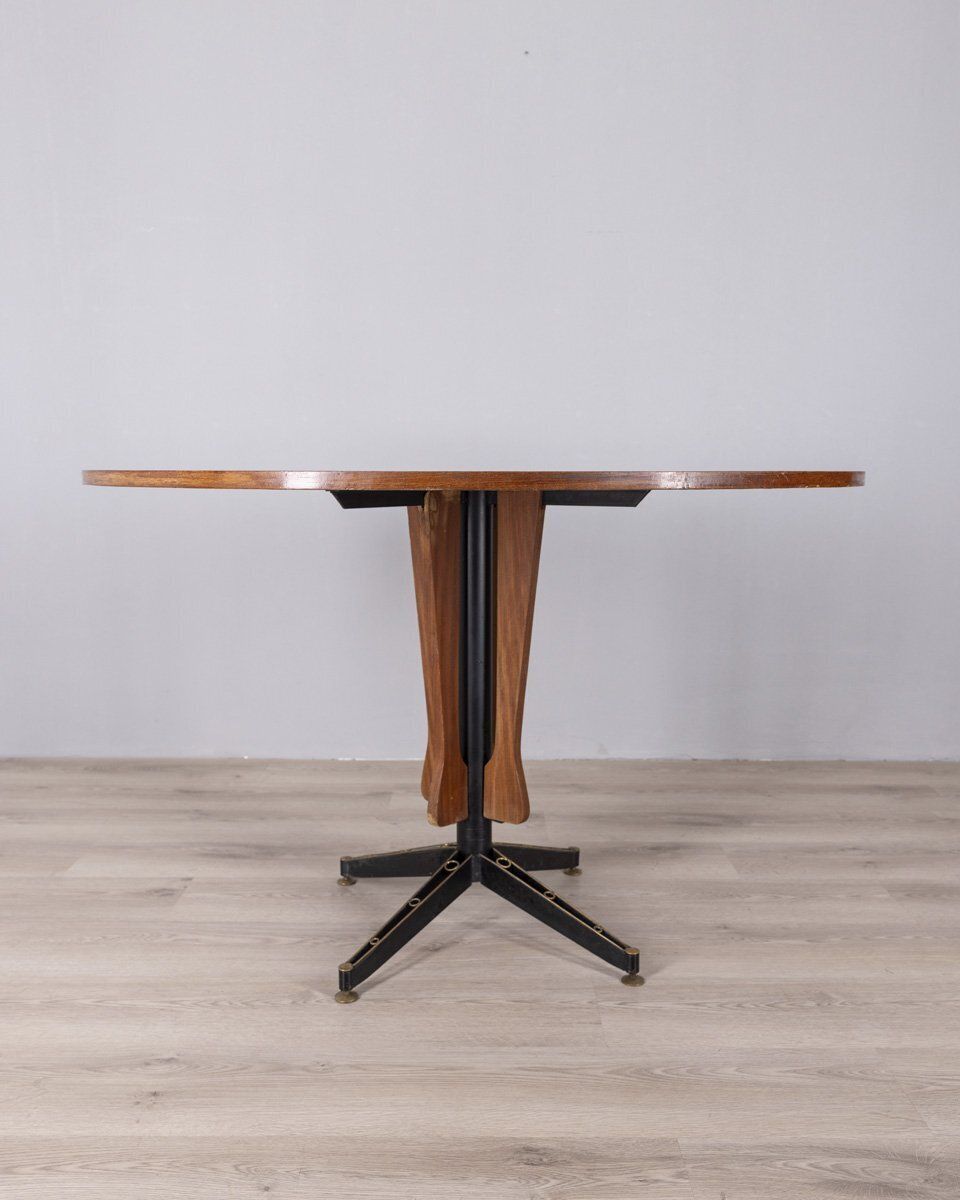 Vintage Round Wooden Table By Carlo Ratti For Lissoni, 1960s photo for sale