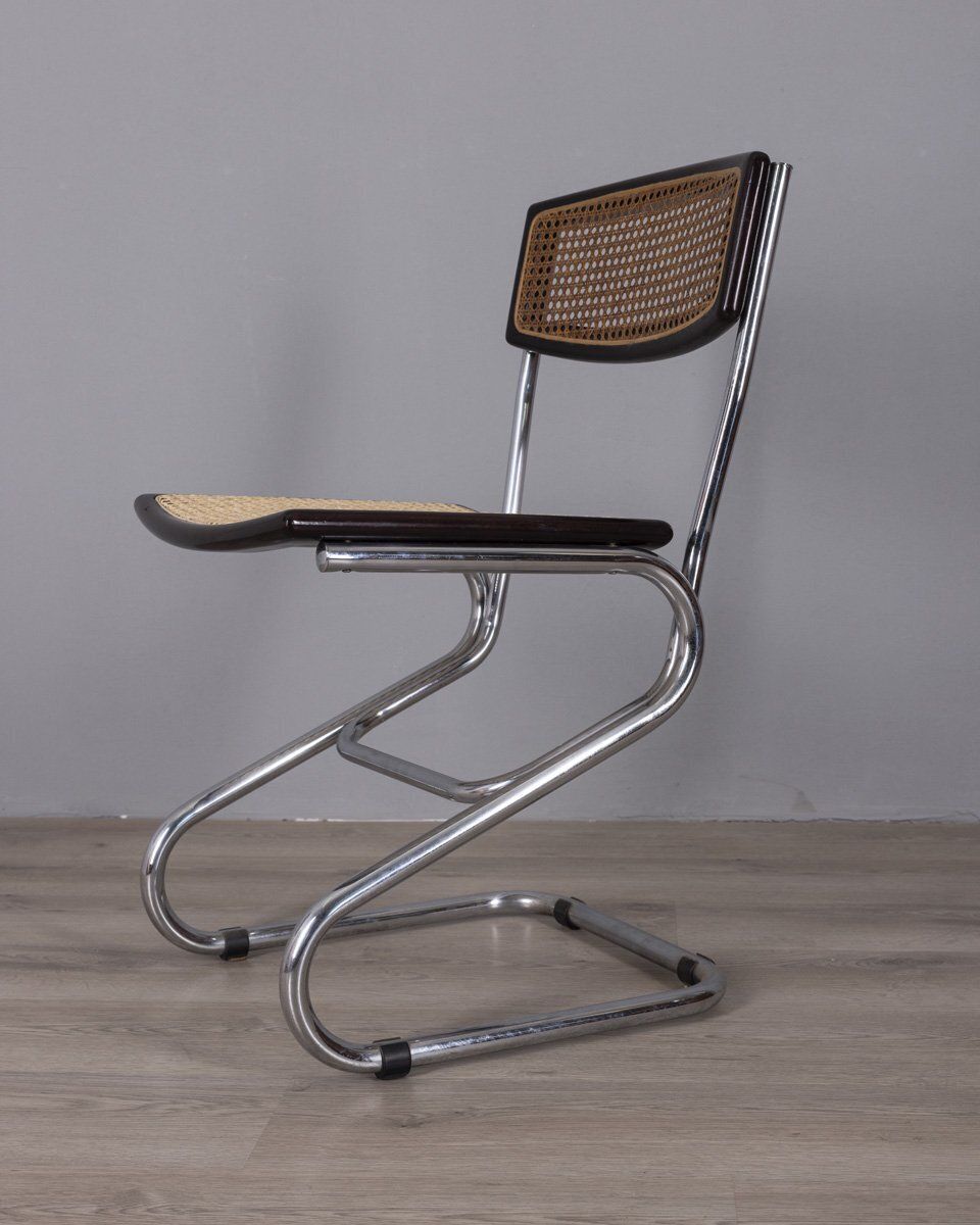 Vintage Italian Chrome Metal And Vienna Straw Chairs, 1960s, Set Of 4 photo Furniture