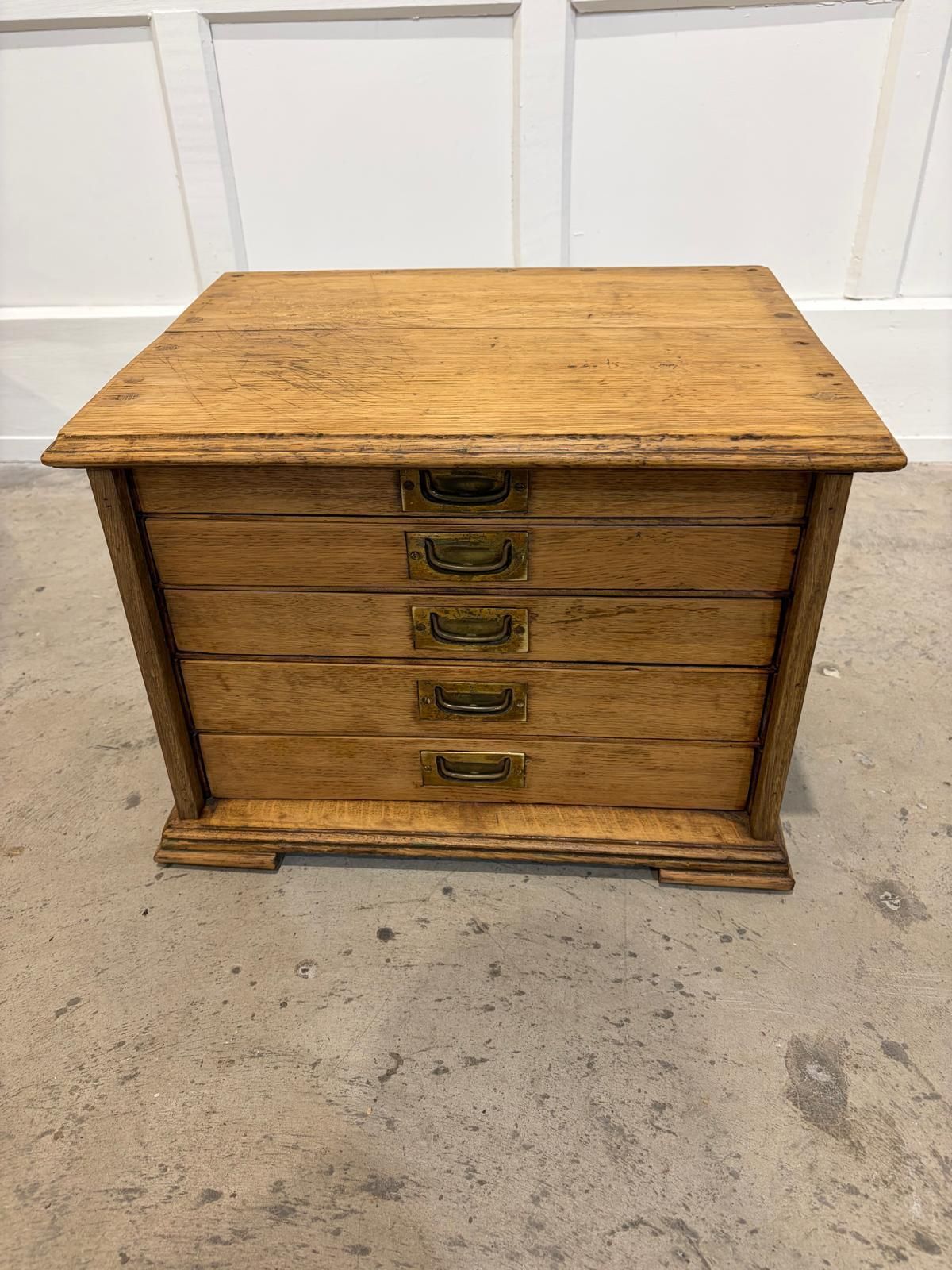 20th Century Oak Five Draw Tabletop Filing Cabinet photo buy