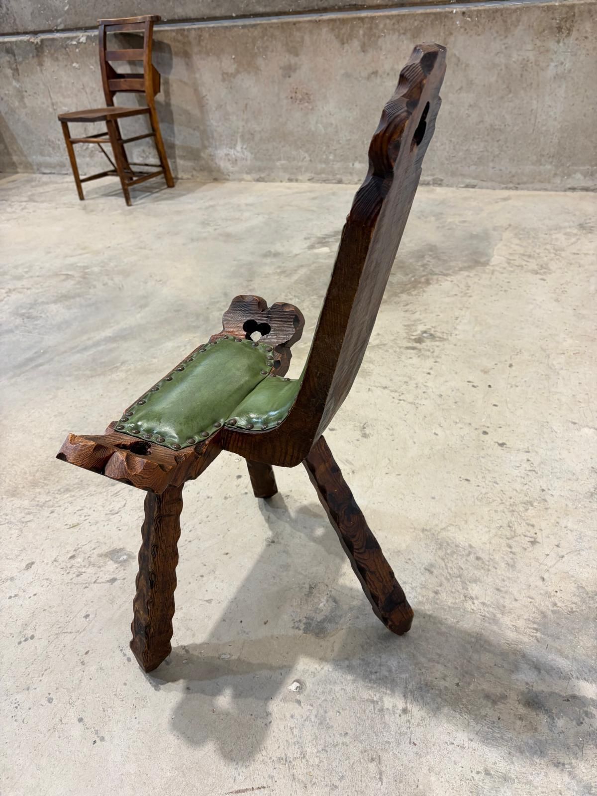 Spanish Brutalist Chair In Wood photo vinterior