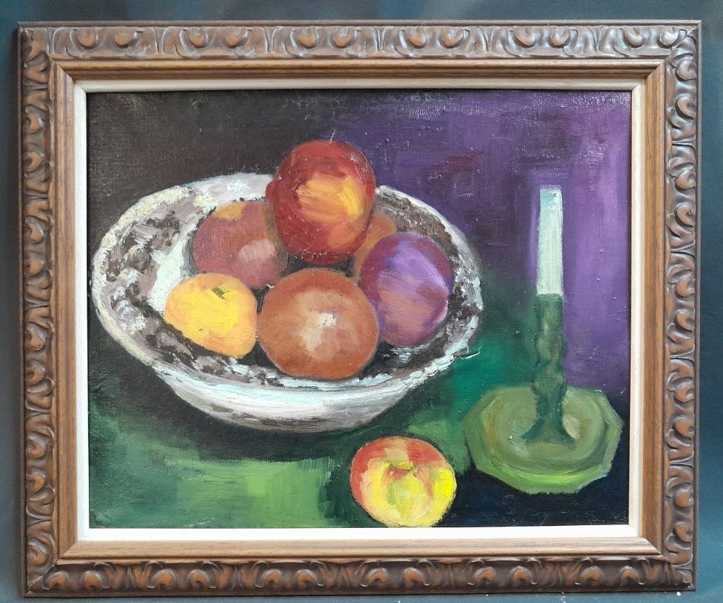 Antique 20th Century Impressionist Oil On Canvas – Still Life Of Fruit