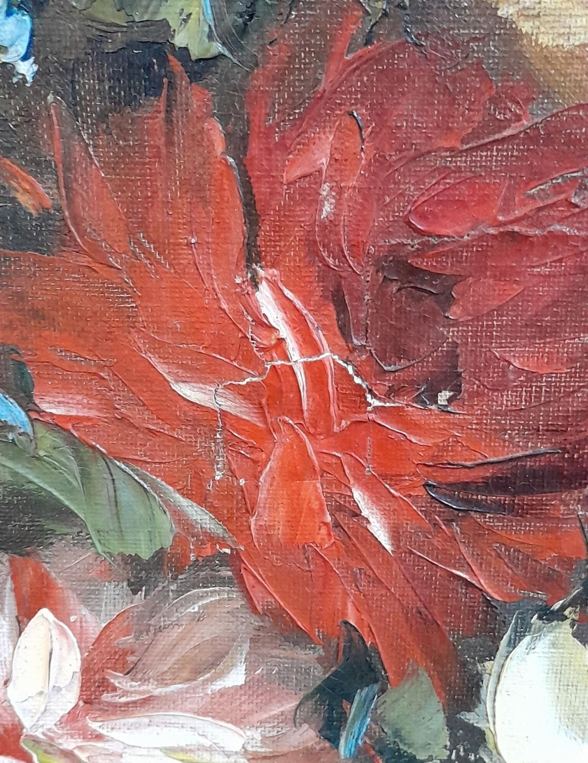 Antique 20th Century Impressionist Oil On Canvas – Bouquet Of Flowers photo for sale
