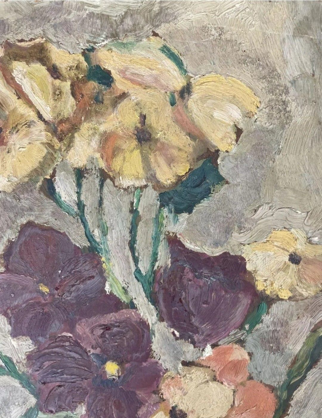 Antique Oil Painting Still Life Bouquet Of Flowers Impressionist 20th Century photo 1850.0