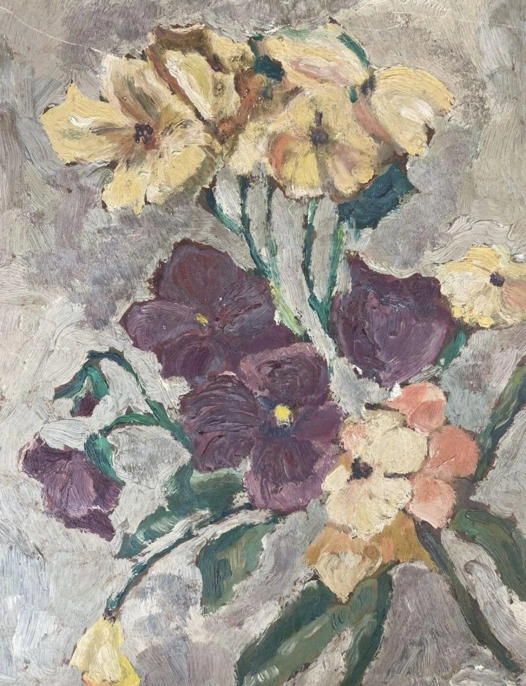 photo buy Antique Oil Painting Still Life Bouquet Of Flowers Impressionist 20th Century