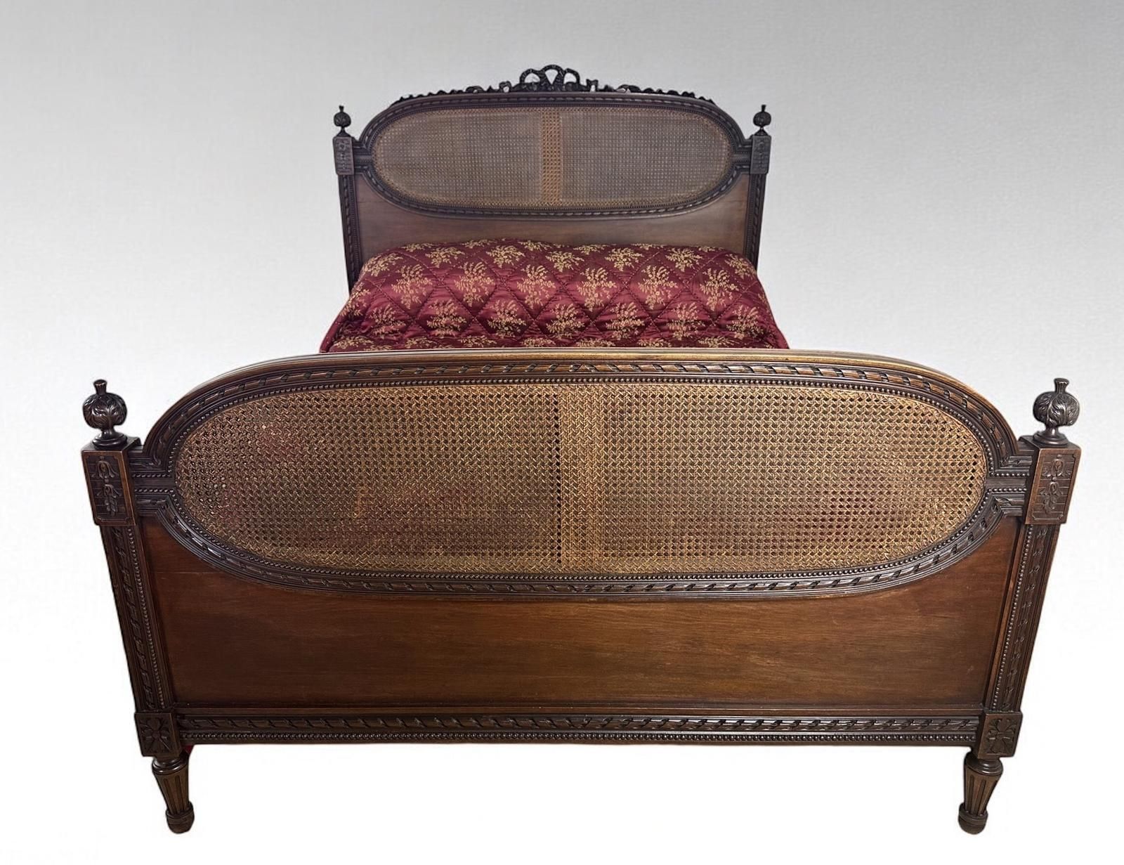 Original Vintage French Cane Double Bed Frame photo 1295.0