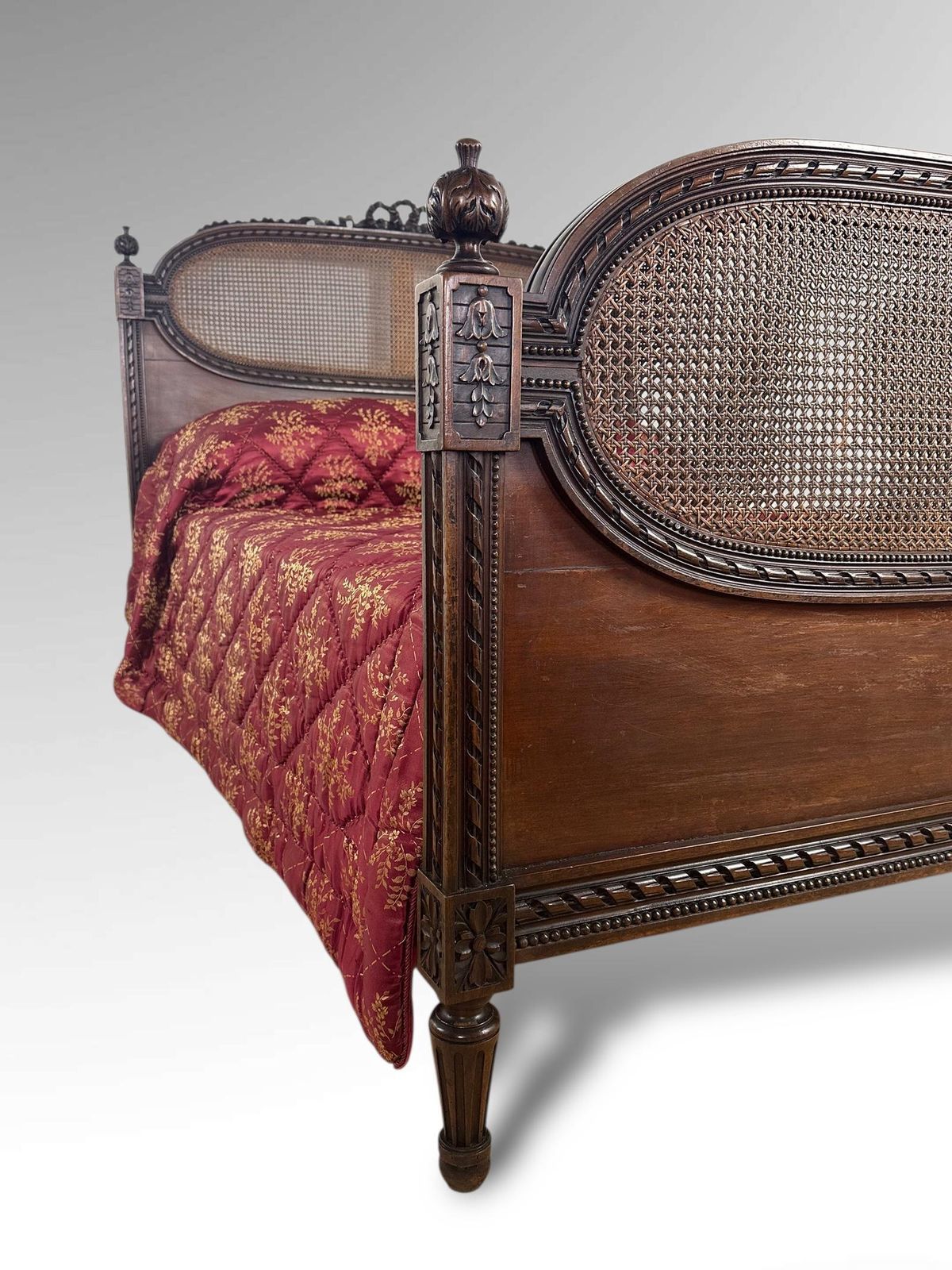 Original Vintage French Cane Double Bed Frame photo vintage