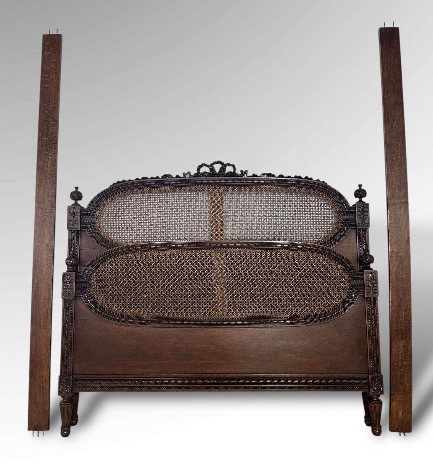 photo furniture Original Vintage French Cane Double Bed Frame