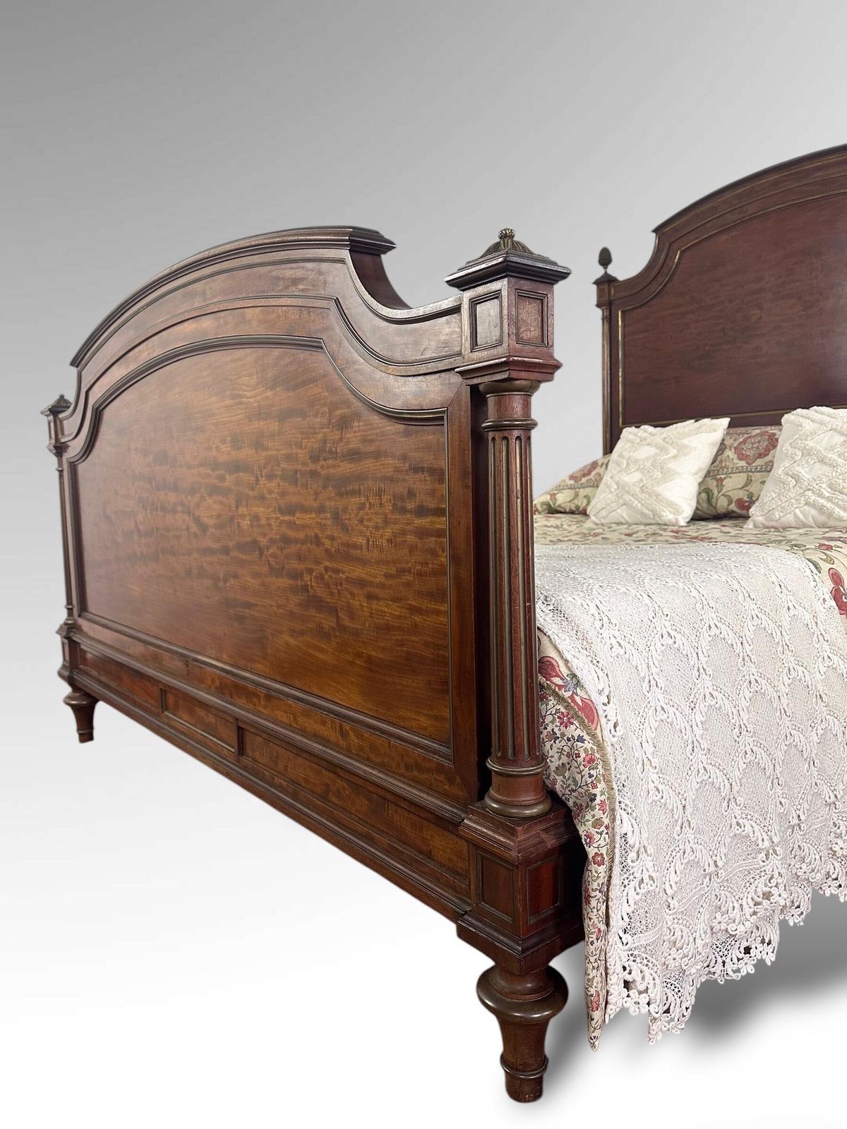 Original French Carved Exotic Wood Xl Double Size Bed Frame photo 1295.0