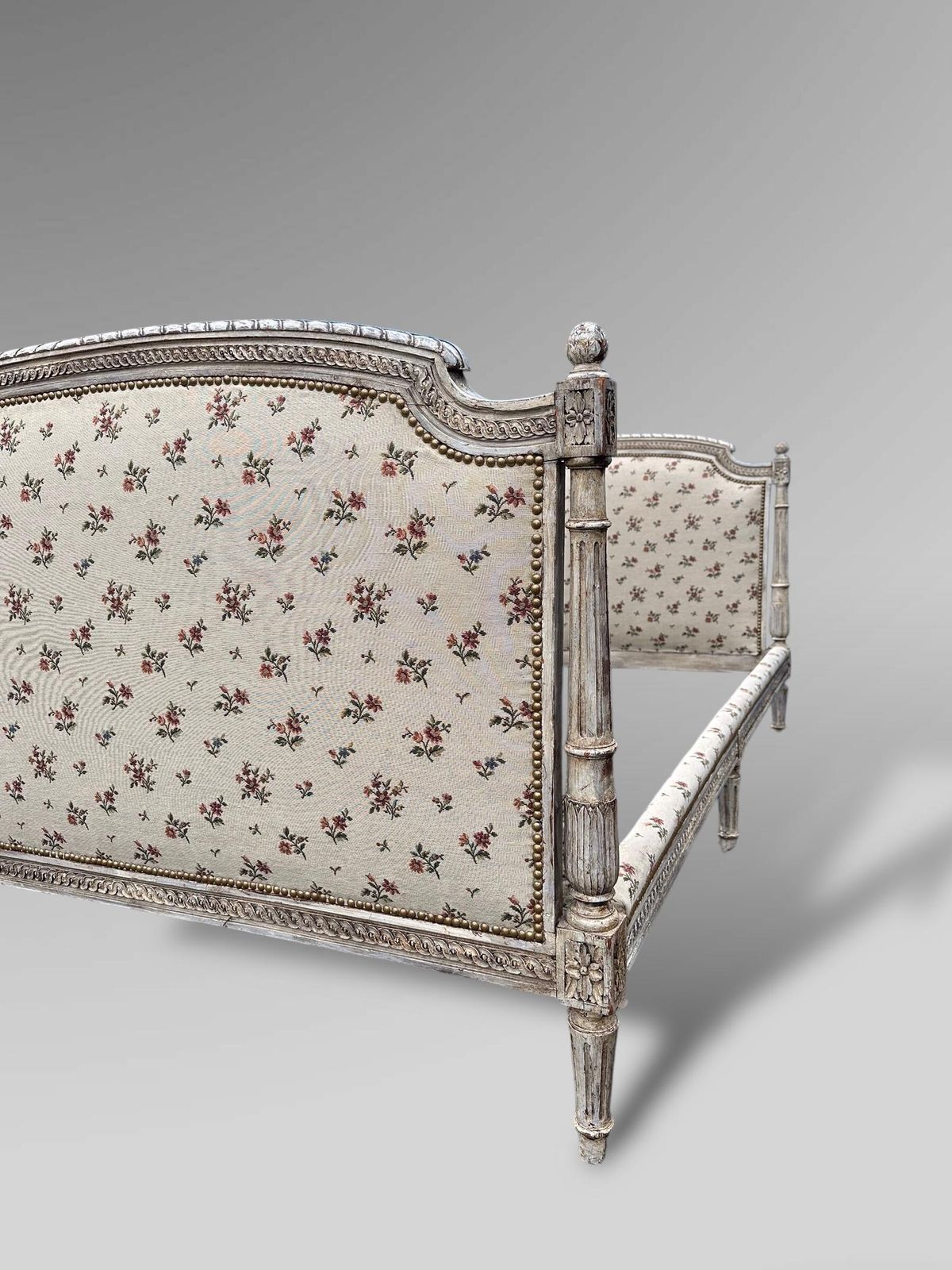 Vintage French Upholstered Double Bed Frame photo furniture