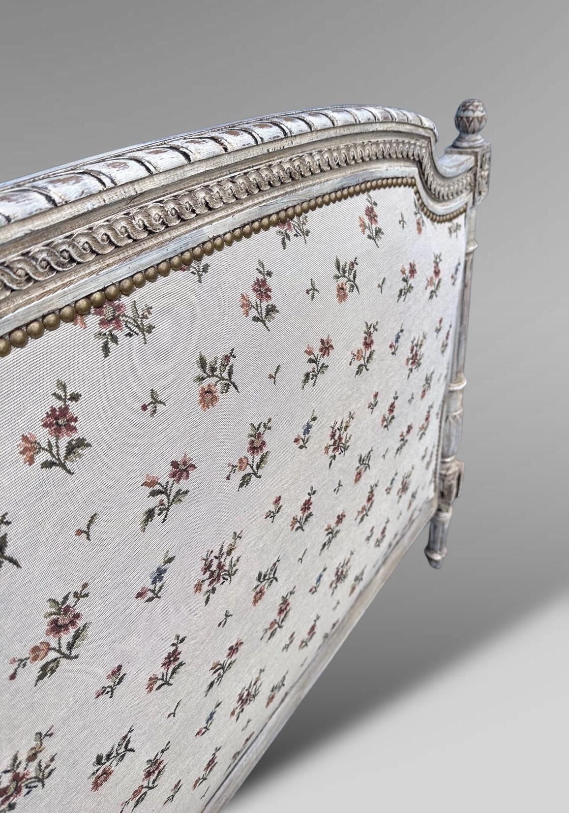 Furniture Vintage French Upholstered Double Bed Frame photo