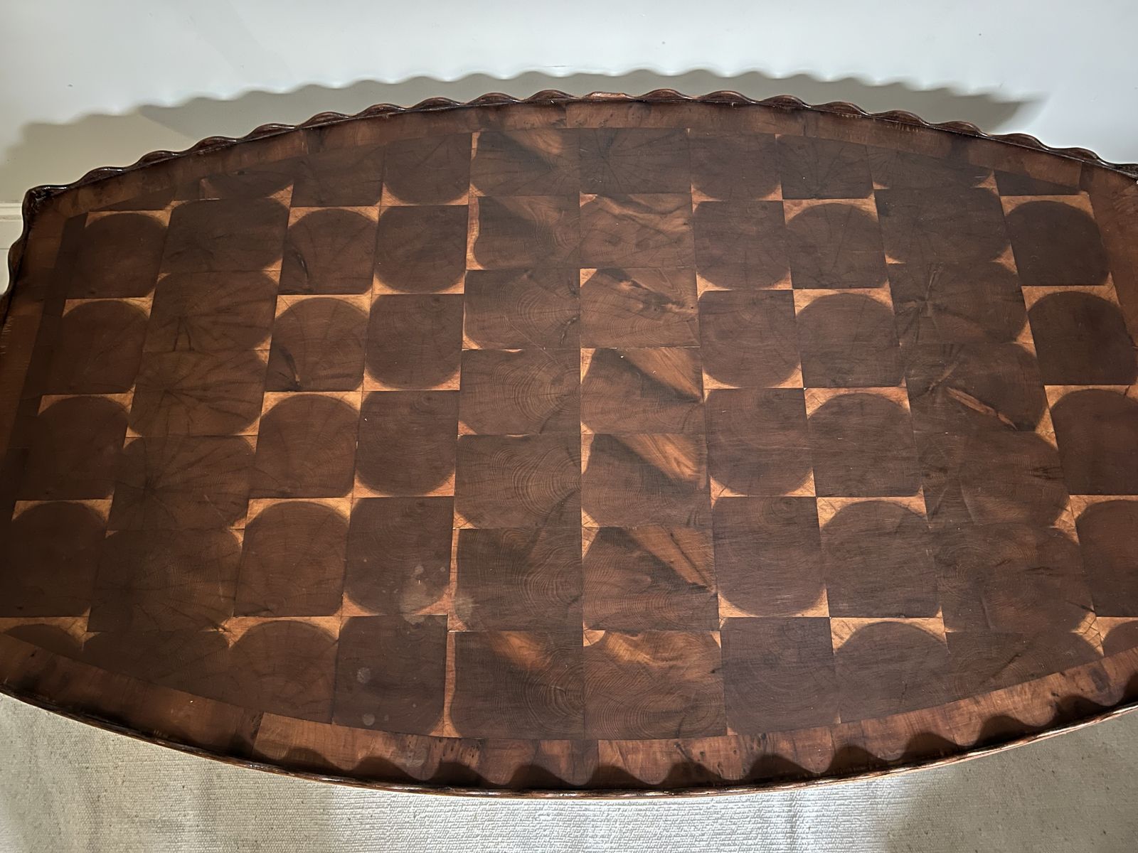 Antique Yew Wood & Oyster Veneer Coffee Table photo furniture