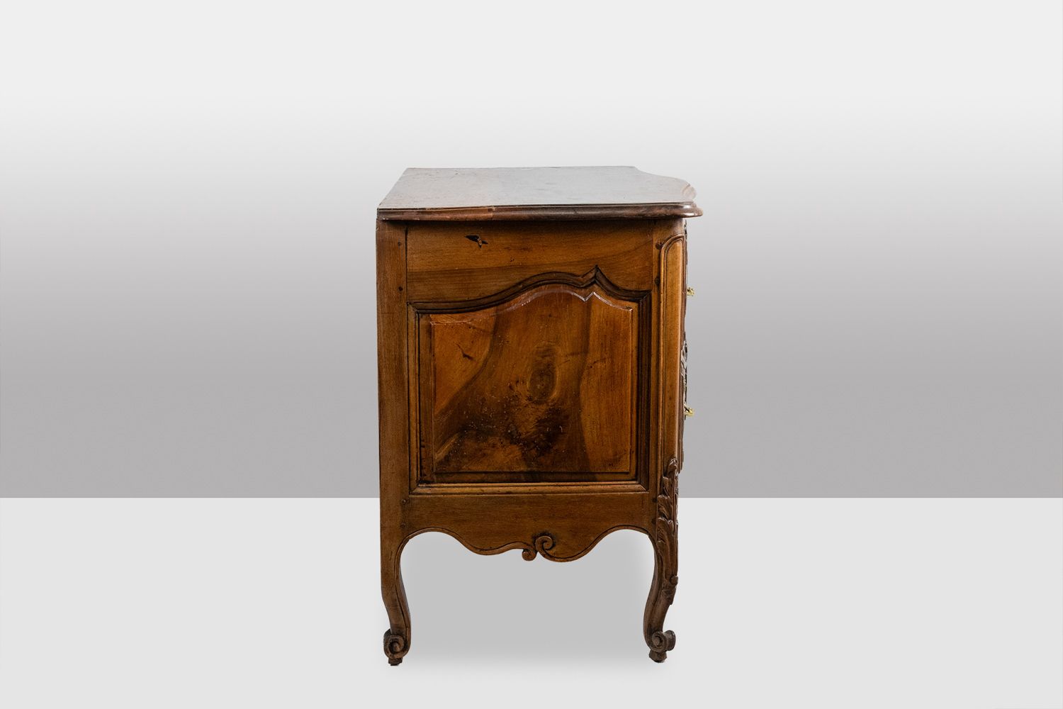 Curved Chest Of Drawers, Known As A Nîmoise, In Walnut, With Two Drawers. 18th Century. photo vintage