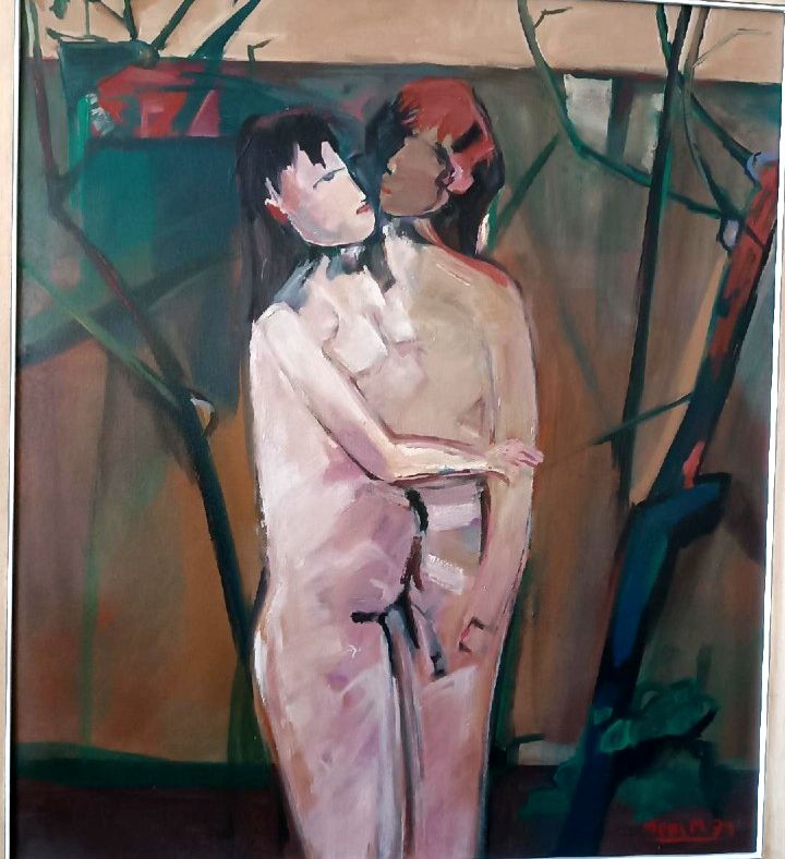 Oil Painting On Canvas Figures 1979 Marcello Mori (Castelfiorentino 1925 2022) photo Art