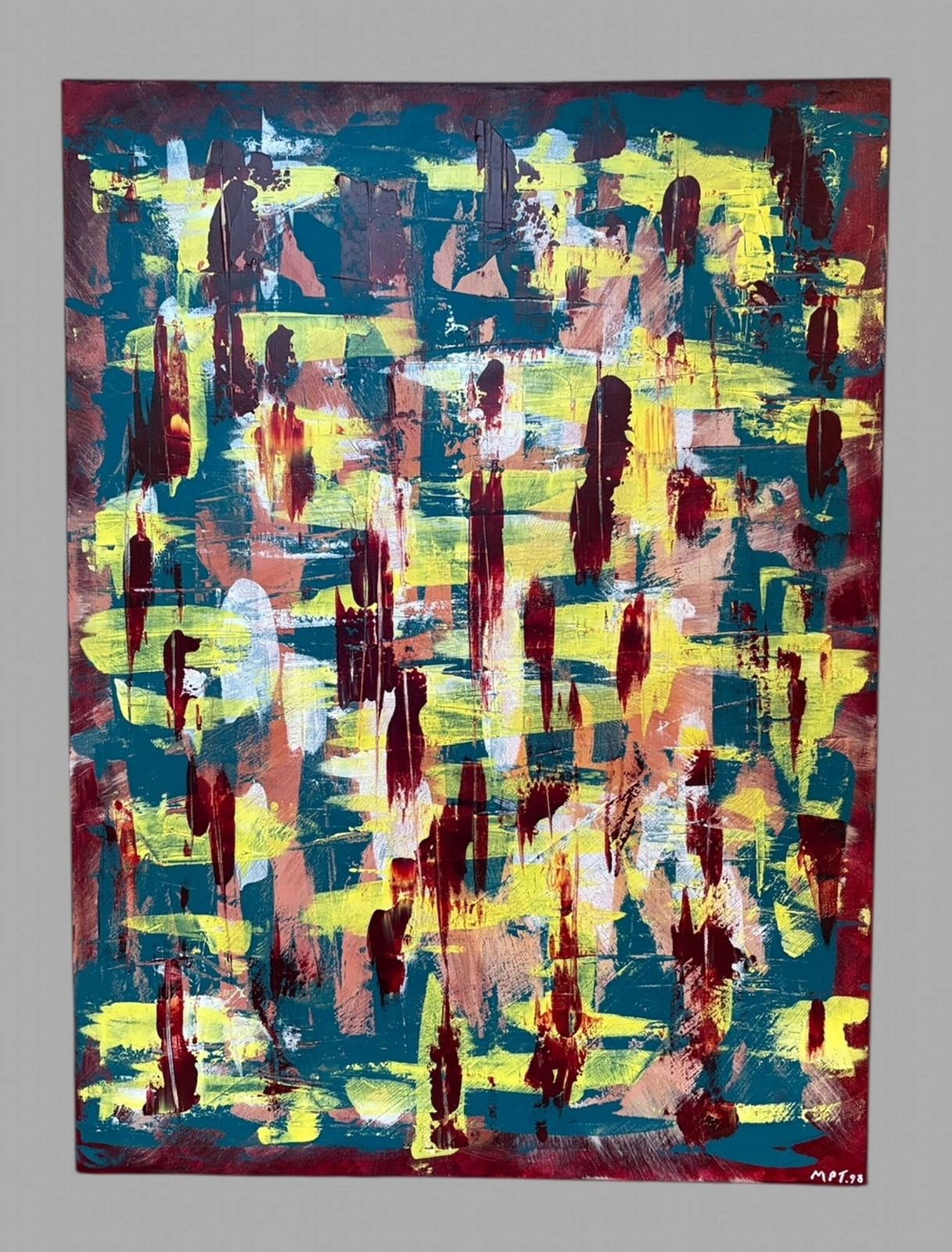Mark Titcombe   A Wonderful Abstract Expressionist Work Entitled 'Tribal Groove'