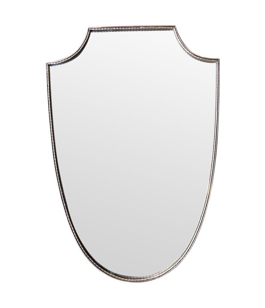 An Orignal Italian 1960s Brass Shield Mirror With Beaded Inner Frame Detail photo 1575.0
