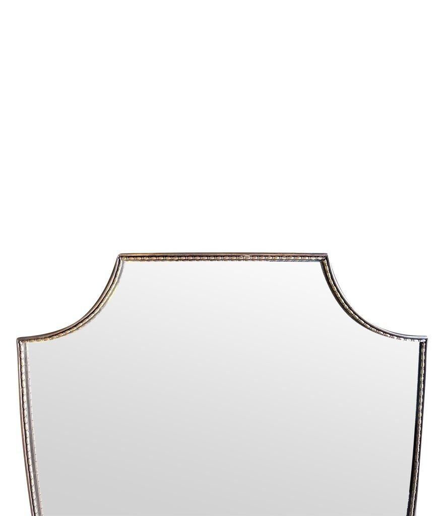 Home Decor An Orignal Italian 1960s Brass Shield Mirror With Beaded Inner Frame Detail photo
